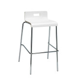 KFI STUDIOS 840031900128 Pedestal Bistro Table with Four White Jive Series Barstools, Round, 36" Dia x 41h, Designer White