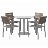 KFI STUDIOS 840031918482 Eveleen Outdoor Patio Table, Four Mocha Powder-Coated Polymer Chairs, Round, 36" Dia x 29h, Fashion Gray