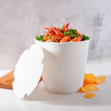 KARAT BY LOLLICUP CFB170WBNDL Food Bucket with Lid, 170 oz, 8.9" Diameter x 8.36" h, White, Paper, 150/Carton