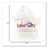 AMERCAREROYAL RPWB1919 Wave Top To-Go Bags, Take-Out Labeling, Cut-Out Handles, 19" x 9.5" x 19", White/Blue/Red, 500/Carton