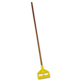 RUBBERMAID COMMERCIAL PROD. H115 Invader Wood Side-Gate Wet-Mop Handle, 54", Natural/Yellow