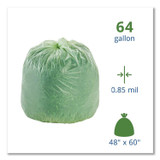 STOUT by Envision™ E4860E85 EcoSafe-6400 Bags, 64 gal, 0.85 mil, 48" x 60", Green, 30/Box