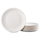 AJM PACKAGING CORP. Corporation CP9GOEWH Gold Label Coated Paper Plates, 9" dia, White, 100/Pack, 10 Packs/Carton