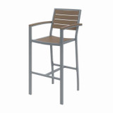 KFI STUDIOS 840031925251 Eveleen Outdoor Bistro Patio Table with Two Mocha Powder-Coated Polymer Barstools, 30" Square, Mocha