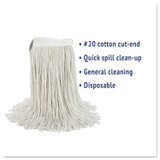 BOARDWALK 2020CCT Cut-End Wet Mop Head, Cotton, White, #20, 12/Carton