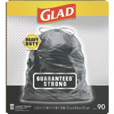 CLOROX SALES CO. Glad® 78952 Drawstring Large Trash Bags, Three-Ply, 30 gal, 1.05 mil, 30" x 33", Black, 90/Carton