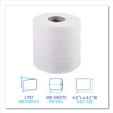BOARDWALK 6155B Two-Ply Toilet Tissue, Septic Safe, White, 4.5 x 4.5, 500 Sheets/Roll, 96 Rolls/Carton