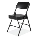 NATIONAL PUBLIC SEATING NPS® 3210 3200 Series 2" Vinyl Upholstered Double Hinge Folding Chair, Supports Up to 300 lb, 18.5" Seat Height, Black, 2/Carton