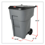 RUBBERMAID COMMERCIAL PROD. 9W22GY Brute Roll-Out Heavy-Duty Container, 95 gal, Polyethylene, Gray