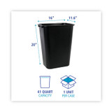 BOARDWALK 41QTWB BLA Soft-Sided Wastebasket, 41 qt, Plastic, Black