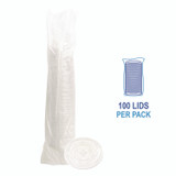 BOARDWALK PET910STRAPK Crystal-Clear Cold Cup Straw-Slot Lids, Fits 9 oz to 10 oz Cold Cups, Plastic, Clear, 100/Pack