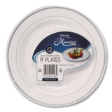 WNA, INC. RSM91210WSPK Masterpiece Plastic Dinnerware, 9" dia, White/Silver, 10/Pack