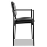 HON COMPANY VL616SB11 VL616 Stacking Guest Chair with Arms, Bonded Leather Upholstery, 23.25" x 21" x 32.75", Black Seat, Black Back, Black Base