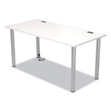 UNION & SCALE 24398966 Essentials Writing Table-Desk with Integrated Power Management, 59.7" x 29.3" x 28.8", White/Aluminum