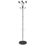 ALBA PMCLAS Chromy Coat Stand, 12 Knobs, 16w x 16d x 70.5h, Chrome/Black
