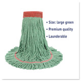 BOARDWALK 503GNCT Super Loop Wet Mop Head, Cotton/Synthetic Fiber, 5" Headband, Large Size, Green, 12/Carton