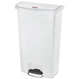 RUBBERMAID COMMERCIAL PROD. 1883559 Slim Jim Streamline Resin Step-On Container, Front Step Style, 18 gal, Polyethylene, White