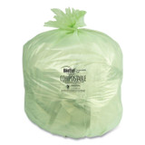 HERITAGE Y5645YE R01 Biotuf Compostable Can Liners, 30 gal, 1 mil, 28" x 45", Green, 25 Bags/Roll, 5 Rolls/Carton