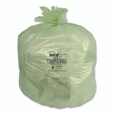 HERITAGE Y5645YE R01 Biotuf Compostable Can Liners, 30 gal, 1 mil, 28" x 45", Green, 25 Bags/Roll, 5 Rolls/Carton