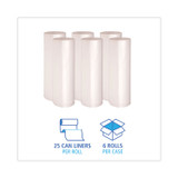 BOARDWALK 434722 High-Density Can Liners, 56 gal, 19 mic, 43" x 47", Natural, Perforated Roll, 25 Bags/Roll, 6 Rolls/Carton