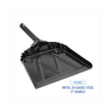 BOARDWALK 04212EA Metal Dust Pan, 12 x 14, 5" Handle, 20-Gauge Steel, Black