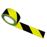 TATCO 14711 Hazard Marking Aisle Tape, 2" x 108 ft, Black/Yellow
