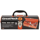 GREAT NECK SAW MFG. CTB9 16-Piece Light-Duty Office Tool Kit, Metal Box, Red