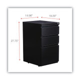 ALERA PBBBFBL File Pedestal with Full-Length Pull, Left or Right, 3-Drawers: Box/Box/File, Legal/Letter, Black, 14.96" x 19.29" x 27.75"