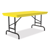 CORRELL, INC. RA2448284P Adjustable Folding Table, Rectangular, 48" x 24" x 22" to 32", Yellow Top, Black Legs, 4/Pallet