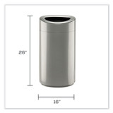 SAFCO PRODUCTS 9921SL Open Top Oval Waste Receptacle, 14 gal, Steel, Silver