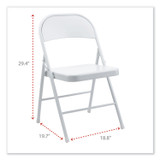 ALERA CA940 Armless Steel Folding Chair, Supports Up to 275 lb, Gray Seat, Gray Back, Gray Base, 4/Carton