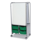GRATNELLS USA, LLC MST054410 Callero MakerHub Trolley Set 01, Metal, (2) Magnetic Whiteboards, (4) F2 Deep Bins, 27.4" x 17.3" x 56.3", Silver/Grass Green