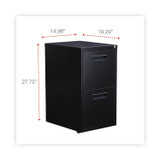 ALERA PAFFBL File Pedestal, Left or Right, 2 Legal/Letter-Size File Drawers, Black, 14.96" x 19.29" x 27.75"