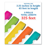 CARSON-DELLOSA EDUCATION 145301 Rolled Scalloped Border Set, 2.25" x 65 ft, Assorted Colors, 5/Set