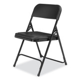 NATIONAL PUBLIC SEATING NPS® 810 800 Series Plastic Folding Chair, Supports Up to 500 lb, 18" Seat Height, Black Seat, Black Back, Black Base, 4/Carton