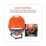 TENACIOUS HOLDINGS, INC. ergodyne® 60217 Skullerz 8974V Class E Safety Helmet with 8991 Visor Kit, Clear Lens, 6-Point Ratchet Suspension, Orange
