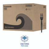 BOARDWALK FORKHWBLA Heavyweight Polystyrene Cutlery, Fork, Plastic, Black, 1,000/Carton