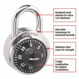 MASTER LOCK COMPANY 1500T Combination Lock, Stainless Steel, 1.87" Wide, Silver/Black, 2/Pack