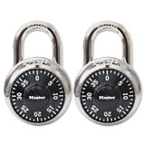 MASTER LOCK COMPANY 1500T Combination Lock, Stainless Steel, 1.87" Wide, Silver/Black, 2/Pack
