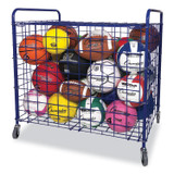 CHAMPION SPORT Sports LFX Lockable Ball Storage Cart, Fits Approximately 24 Balls, Metal, 37" x 22" x 20", Blue