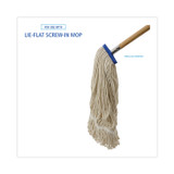 BOARDWALK 824C Mop Head, Lie-Flat Head, Cotton Fiber, 24 oz, White, 12/Carton