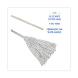 BOARDWALK 112C Handle/Deck Mops, #12 White Cotton Head, 48" Natural Wood Handle, 6/Pack