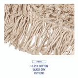 BOARDWALK 1048 Industrial Dust Mop Head, Cotton, 48 x 3, White