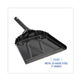BOARDWALK 04212 Metal Dust Pan, 12 x 14, 5" Handle, 20-Gauge Steel, Black, 12/Carton