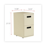 ALERA PAFFPY File Pedestal, Left or Right, 2 Legal/Letter-Size File Drawers, Putty, 14.96" x 19.29" x 27.75"