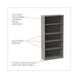 ALERA VA636632GY Alera Valencia Series Bookcase, Five-Shelf, 31.75w x 14d x 64.75h, Gray