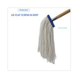 BOARDWALK 824R Mop Head, Lie-Flat Head, Rayon Fiber, 24oz, White, 12/Carton
