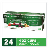 DANNON Activia® 90200477 Probiotic Lowfat Yogurt, 4 oz Cups, Black Cherry/Peach/Strawberry, 24/Pack