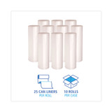 BOARDWALK 334016 High-Density Can Liners, 33 gal, 14 mic, 33" x 38", Natural, Perforated Roll, 25 Bags/Roll, 10 Rolls/Carton