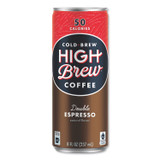 HIGH BREW COFFEE 00500 Cold Brew Coffee + Protein, Double Expresso, 8 oz Can, 12/Pack